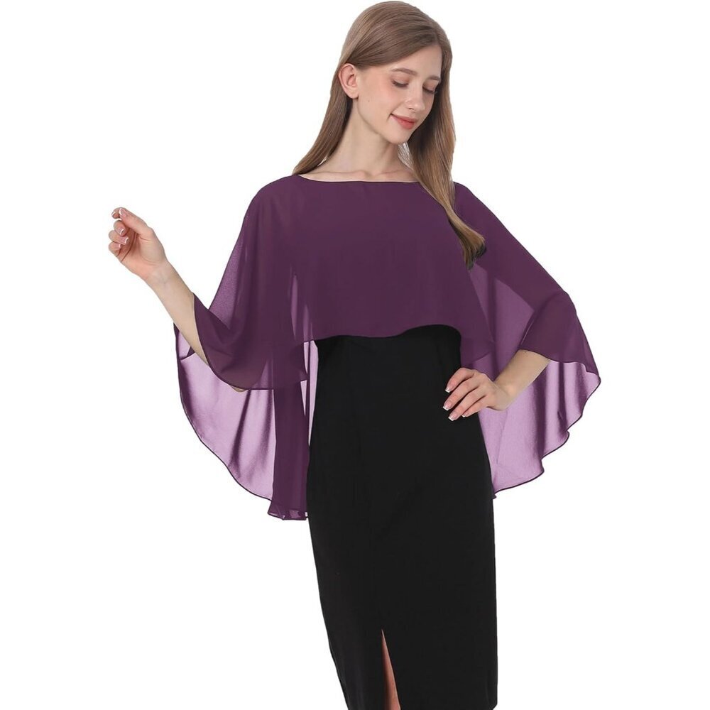 Women's Chiffon Capelet Bridal Wrap Evening Dress Cover Up Soft Bridesmaid